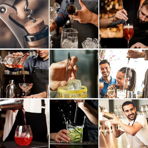 مجموعة شيكر كوكتيل مكونة من 20 قطعة، مجموعة شاكر كوكتيل للنادل، مجموعة ادوات البار مع مجموعة شيكر، هدية انيقة للهالوين/الكريسماس/اعياد الميلاد وما الى ذلك in Kuwait