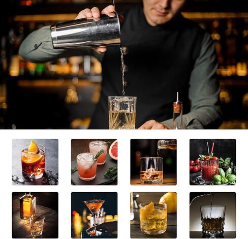 مجموعة شيكر كوكتيل مكونة من 20 قطعة، مجموعة شاكر كوكتيل للنادل، مجموعة ادوات البار مع مجموعة شيكر، هدية انيقة للهالوين/الكريسماس/اعياد الميلاد وما الى ذلك in Kuwait