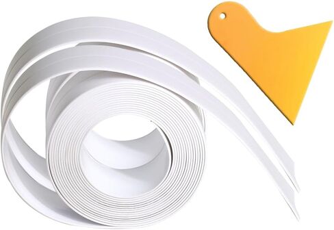 عبوتان من شريط السد - شريط لاصق ذاتي اللصق مقاوم للماء - أبيض 10 أقدام × 1.5 بوصة للمطبخ، والكونترتوب، والحمام، والحوض، وحوض الاستحمام، والمرحاض، وحماية حافة الجدار الأرضية in Kuwait