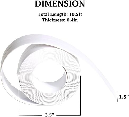 عبوتان من شريط السد - شريط لاصق ذاتي اللصق مقاوم للماء - أبيض 10 أقدام × 1.5 بوصة للمطبخ، والكونترتوب، والحمام، والحوض، وحوض الاستحمام، والمرحاض، وحماية حافة الجدار الأرضية in Kuwait