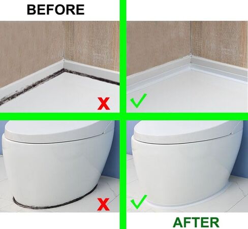 عبوتان من شريط السد - شريط لاصق ذاتي اللصق مقاوم للماء - أبيض 10 أقدام × 1.5 بوصة للمطبخ، والكونترتوب، والحمام، والحوض، وحوض الاستحمام، والمرحاض، وحماية حافة الجدار الأرضية in Kuwait