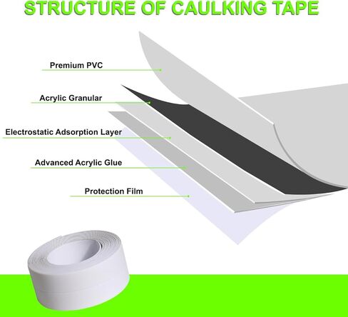 عبوتان من شريط السد - شريط لاصق ذاتي اللصق مقاوم للماء - أبيض 10 أقدام × 1.5 بوصة للمطبخ، والكونترتوب، والحمام، والحوض، وحوض الاستحمام، والمرحاض، وحماية حافة الجدار الأرضية in Kuwait
