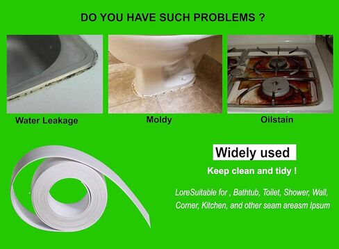 عبوتان من شريط السد - شريط لاصق ذاتي اللصق مقاوم للماء - أبيض 10 أقدام × 1.5 بوصة للمطبخ، والكونترتوب، والحمام، والحوض، وحوض الاستحمام، والمرحاض، وحماية حافة الجدار الأرضية in Kuwait