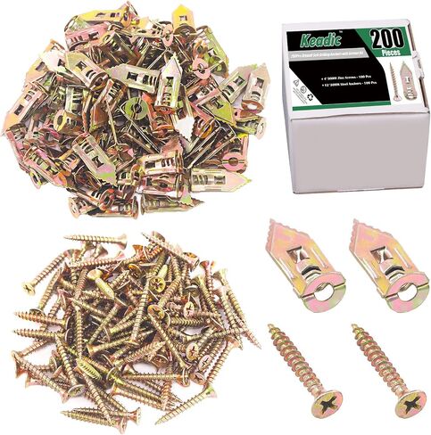 Keadic 200 Pieces 12 x 30mm Drywall Self-Drilling Anchors with Screws Kit, No Drill or Holes in Wall, Hangs up to 66 lbs in Saudi Arabia