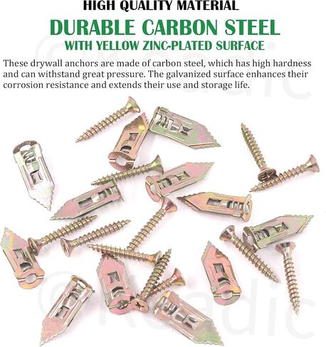Keadic 200 Pieces 12 x 30mm Drywall Self-Drilling Anchors with Screws Kit, No Drill or Holes in Wall, Hangs up to 66 lbs in Saudi Arabia
