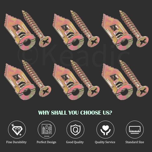 Keadic 200 Pieces 12 x 30mm Drywall Self-Drilling Anchors with Screws Kit, No Drill or Holes in Wall, Hangs up to 66 lbs in Saudi Arabia