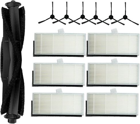 مجموعة فرش وفلاتر بديلة من الفوفل للمكنسة الكهربائية الروبوتية التينيك تي 10 ولاريسار ال 6 برو تتضمن فرشاة رئيسية واحدة و6 فرش جانبية و6 فلاتر in Kuwait