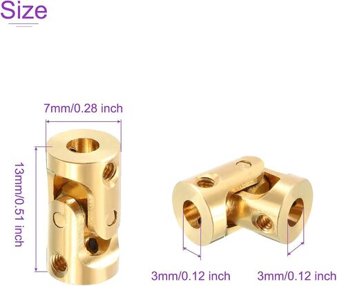 DMiotech 3 Pack 3mm to 3mm Inner Dia Rotatable Universal Steering Shaft U Joint Coupler L13 x D7 Coupler Connector W Screw for 3D Printer, CNC Machine in Saudi Arabia