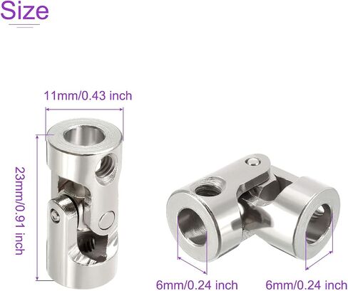 DMiotech 1 حزمة 6 مم إلى 6 مم ضياء داخلي قابل للتدوير عمود التوجيه العالمي U وصلة توصيل L23 × D11 موصل مقرنة ث برغي للطابعة ثلاثية الأبعاد، آلة CNC in Saudi Arabia