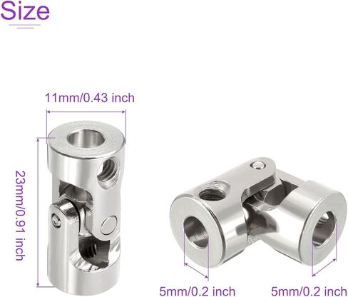 DMiotech 2 Pack 5mm to 5mm Inner Dia Rotatable Universal Steering Shaft U Joint Coupler L23 x D11 Coupler Connector W Screw for 3D Printer, CNC Machine in Saudi Arabia