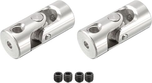 DMiotech 2 Pack 2mm to 2mm Inner Dia Rotatable Universal Steering Shaft U Joint Coupler L18 x D8 Coupler Connector W Screw for 3D Printer, CNC Machine in Saudi Arabia