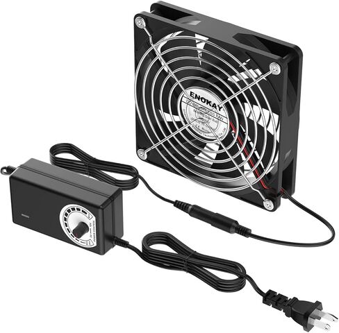 اينوكيه مروحة تعمل بتيار مستمر 12 فولت 120 ملم مع وحدة تحكم سرعة قابلة للتعديل بتيار متردد 100 فولت و240 فولت وسرعة عالية 3000 دورة في الدقيقة لتدفق الهواء والتبريد والتهوية وتبادل الهواء وتبريد in Kuwait