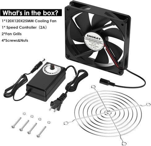 اينوكيه مروحة تعمل بتيار مستمر 12 فولت 120 ملم مع وحدة تحكم سرعة قابلة للتعديل بتيار متردد 100 فولت و240 فولت وسرعة عالية 3000 دورة في الدقيقة لتدفق الهواء والتبريد والتهوية وتبادل الهواء وتبريد in Kuwait