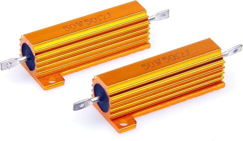 LM YN 50 Watt 50 Ohm 5% مقاومات الأسلاك الإلكترونية المصنوعة من الألومنيوم باللون الذهبي (عبوة من قطعتين) in Saudi Arabia