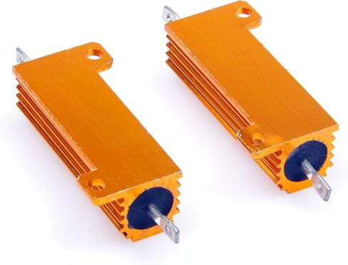 LM YN 50 Watt 50 Ohm 5% مقاومات الأسلاك الإلكترونية المصنوعة من الألومنيوم باللون الذهبي (عبوة من قطعتين) in Saudi Arabia