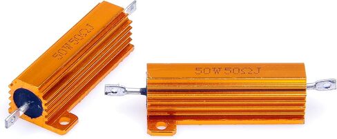 LM YN 50 Watt 50 Ohm 5% مقاومات الأسلاك الإلكترونية المصنوعة من الألومنيوم باللون الذهبي (عبوة من قطعتين) in Saudi Arabia