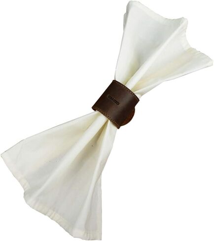 Hide & Drink, Leather Napkin Ring (4 Pack), for Place Setting, Wedding Receptions, Dinner & Holiday Parties, Home Decoration, Handmade Includes 101 Year Warranty :: Bourbon Brown in Saudi Arabia