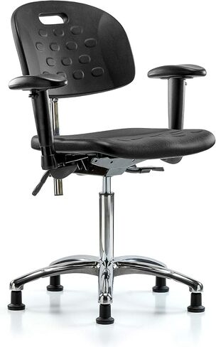 LabTech Seating LT40741 Class 10 مقبض غرفة نظيفة من البولي يوريثين كرسي بمقعد متوسط ​​قاعدة كروم، أذرع، ينزلق in Kuwait