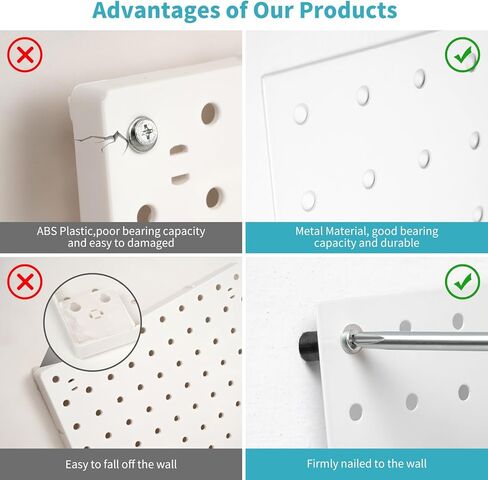 لوح ربط من هومانو، منظم حائط معدني مع طريقة تركيب مثقاب، الواح تثبيت للجدران، لوح تثبيت ابيض للمطبخ وغرفة الحرف اليدوية والمكتب والمرآب وورشة العمل in Kuwait