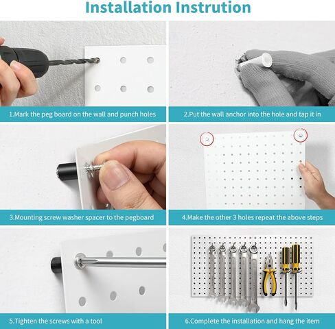 لوح ربط من هومانو، منظم حائط معدني مع طريقة تركيب مثقاب، الواح تثبيت للجدران، لوح تثبيت ابيض للمطبخ وغرفة الحرف اليدوية والمكتب والمرآب وورشة العمل in Kuwait