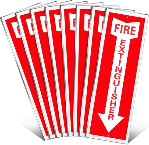Tondiamo 8 Pack Fire Extinguisher Sign Fire Sign Rust Free Aluminum Reflective Signs 4 x12 Inch Laminated for Ultimate UV, Weather, Scratch, Water and Fade Resistance, Indoor and Outdoor in Kuwait