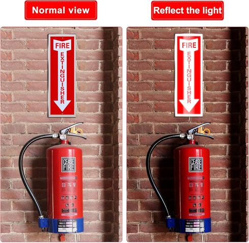 Tondiamo 8 Pack Fire Extinguisher Sign Fire Sign Rust Free Aluminum Reflective Signs 4 x12 Inch Laminated for Ultimate UV, Weather, Scratch, Water and Fade Resistance, Indoor and Outdoor in Kuwait