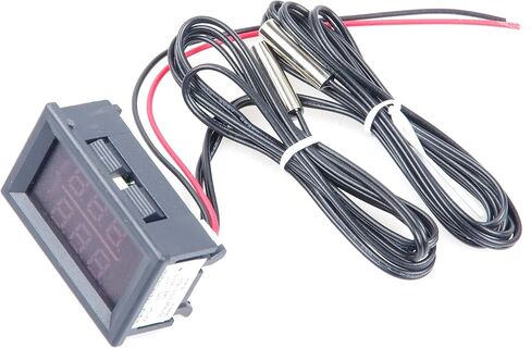 KNACRO 2CH NTC Waterproof Probes -58℉ to 257℉ Blue + Red LED Digital high Temperature Precision Thermometer Industrial Thermometer Fahrenheit Dual Display DC 5-80V 12V 24V 36V 48V 60V 72V CAR in Saudi Arabia