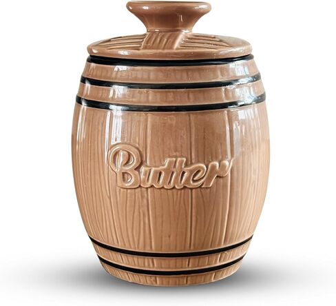 Butter Crock - Ceramic Butter Holder Holds 1/2 Cup of Butter - Fresh & Soft Butter Keeper - Unique & Rustic Look Butter Container - Dishwasher Safe & Easy to Clean French Butter Crock - 4.8" x 3.5" in Kuwait