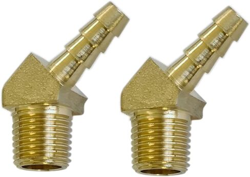 2 قطعة SOILD النحاس 1/4 "خرطوم بارب X 1/4 ذكر NPT النحاس الكوع 45 درجة وصلة أنابيب الموضوع in Kuwait