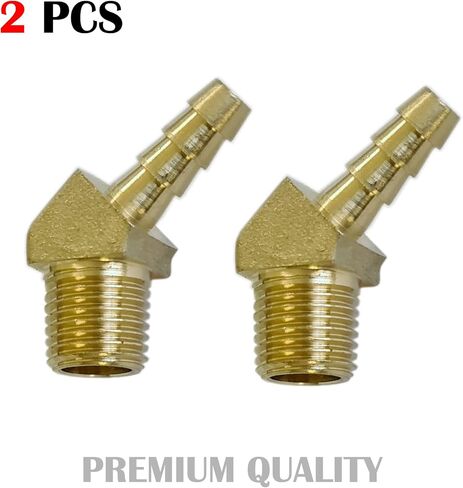 2 قطعة SOILD النحاس 1/4 "خرطوم بارب X 1/4 ذكر NPT النحاس الكوع 45 درجة وصلة أنابيب الموضوع in Kuwait