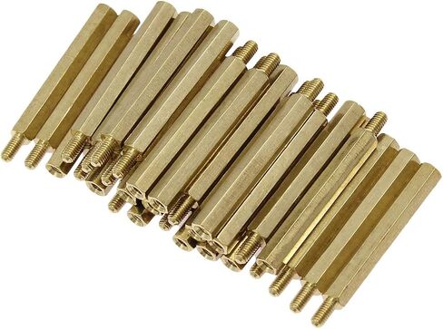 Augiimor 30PCS Male Female Hex Brass Spacer Standoff Screw Nut M3 x 25mm + 6mm PCB Motherboard Brass Standoff Hexagonal Spacer in Kuwait
