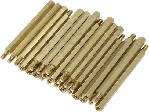 Augiimor 30PCS Male Female Hex Brass Spacer Standoff Screw Nut M3 x 25mm + 6mm PCB Motherboard Brass Standoff Hexagonal Spacer in Kuwait