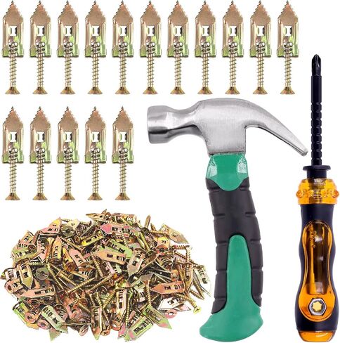 Glarks 52Pcs Self-Drilling Anchors with Screws Kit Including 50Pcs Drywall Anchors with Screws, 1Pc Mini Hammer and 1Pc Screw Driver for Hanging TV Shelf Strap Cabinet Decoration Fixing Curtain in Saudi Arabia