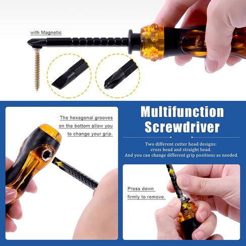 Glarks 52Pcs Self-Drilling Anchors with Screws Kit Including 50Pcs Drywall Anchors with Screws, 1Pc Mini Hammer and 1Pc Screw Driver for Hanging TV Shelf Strap Cabinet Decoration Fixing Curtain in Saudi Arabia