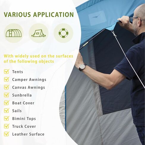 شريط إصلاح شفاف من SEISSO، شريط إصلاح من الفينيل مقاوم للماء من القماش لخيم المظلات RV يغطي القماش ومظلات القوارب الشراعية للتخييم - 16.34 قدم × 1.97 بوصة، لفة واحدة in Kuwait