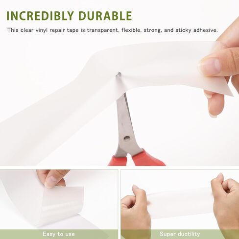 شريط إصلاح شفاف من SEISSO، شريط إصلاح من الفينيل مقاوم للماء من القماش لخيم المظلات RV يغطي القماش ومظلات القوارب الشراعية للتخييم - 16.34 قدم × 1.97 بوصة، لفة واحدة in Kuwait