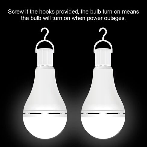 BoRccdit 10PK LED Light Bulb Emergency-Rechargeable-Light-Bulbs Keep Lighting During Power Outage 12W 6500K LED 65W Equivalent Light Bulbs 1200 mAh Battery Backup Light Bulbs for Home Power Failure in Saudi Arabia
