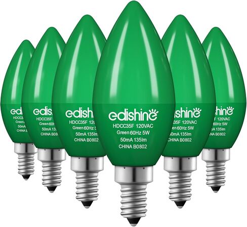 EDISHINE Orange Dimmable Light Bulbs, C35 E12 Candelabra Bulbs, 60 Watt Equivalent, LED Chandelier Bulb, Vintage Candle Light Bulb, Decorative Lighting for Christmas, Party, Porch, 6 Pack in Kuwait