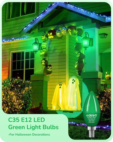 EDISHINE Orange Dimmable Light Bulbs, C35 E12 Candelabra Bulbs, 60 Watt Equivalent, LED Chandelier Bulb, Vintage Candle Light Bulb, Decorative Lighting for Christmas, Party, Porch, 6 Pack in Kuwait