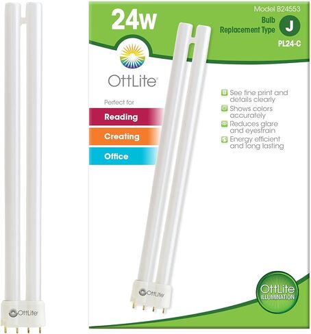 OttLite 24W Replacement Light Bulb - Energy Efficient Compact Fluorescent Light Tubes, Bright Natural Daylight for Bedroom & Living Room, Low Heat & Glare Type C Lightbulb for Reduced Eyestrain in Kuwait