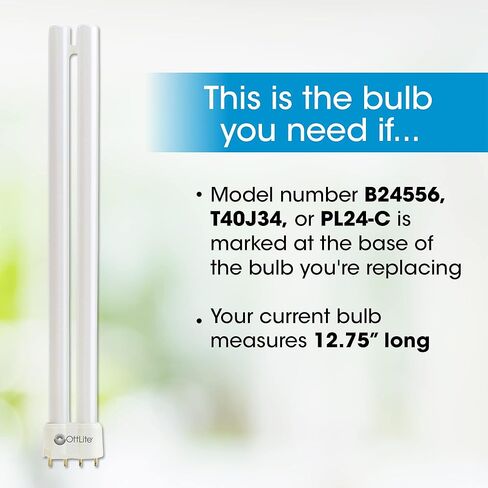 OttLite 24W Replacement Light Bulb - Energy Efficient Compact Fluorescent Light Tubes, Bright Natural Daylight for Bedroom & Living Room, Low Heat & Glare Type C Lightbulb for Reduced Eyestrain in Kuwait