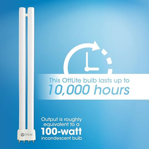 OttLite 24W Replacement Light Bulb - Energy Efficient Compact Fluorescent Light Tubes, Bright Natural Daylight for Bedroom & Living Room, Low Heat & Glare Type C Lightbulb for Reduced Eyestrain in Kuwait
