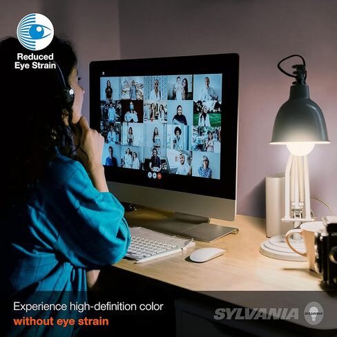 لمبة LEDVANCE Sylvania لتقليل إجهاد العين A19 LED، 60 وات = 8 وات، 13 سنة، قابلة للتعتيم، متجمد، 5000 كلفن، ضوء النهار - 12 قطعة in Kuwait