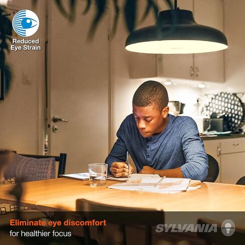 لمبة LEDVANCE Sylvania لتقليل إجهاد العين A19 LED، 60 وات = 8 وات، 13 سنة، قابلة للتعتيم، متجمد، 5000 كلفن، ضوء النهار - 12 قطعة in Kuwait