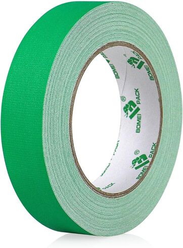 شريط BOMEI PACK Green Gaffer، غير لامع غير عاكس، 1 بوصة × 30 ياردة بدون بقايا شريط لاصق ذاتي اللصق للتسمية والكابلات والمسرح واستوديو الصور والرسامين وإصلاح القنوات، عبوة واحدة in Kuwait