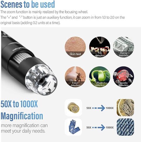 مجهر رقمي محمول باليد بمنفذ USB وكاميرا فحص HD تكبير 50x 1000x مع حامل متوافق مع سامسونج جالاكسي واندرويد وماك وكمبيوتر ويندوز in Saudi Arabia