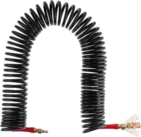 خرطوم هواء من البولي يوريثين من INTERTOOL، 1/4 بوصة × 50 قدم، 1/4 بوصة MNPT، شديد التحمل، خفيف الوزن، مناسب لجميع الأحوال الجوية، مقيدات الانحناء، قابس طراز I/M من النحاس، موصل سريع، وصلة كروية دوارة PT08-1712 in Saudi Arabia