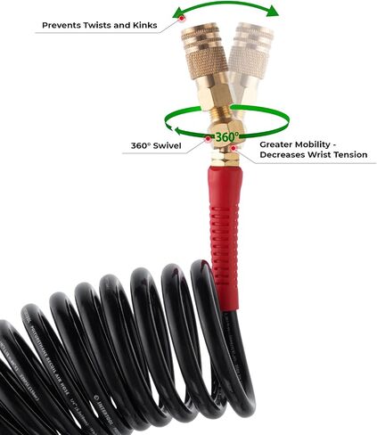 خرطوم هواء من البولي يوريثين من INTERTOOL، 1/4 بوصة × 50 قدم، 1/4 بوصة MNPT، شديد التحمل، خفيف الوزن، مناسب لجميع الأحوال الجوية، مقيدات الانحناء، قابس طراز I/M من النحاس، موصل سريع، وصلة كروية دوارة PT08-1712 in Saudi Arabia