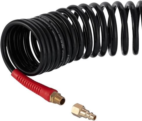 خرطوم هواء من البولي يوريثين من INTERTOOL، 1/4 بوصة × 50 قدم، 1/4 بوصة MNPT، شديد التحمل، خفيف الوزن، مناسب لجميع الأحوال الجوية، مقيدات الانحناء، قابس طراز I/M من النحاس، موصل سريع، وصلة كروية دوارة PT08-1712 in Saudi Arabia