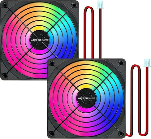 120mm Fan 2 Pack RGB Fan,Slient Version High Airflow dc 2pin PSU Fans, with Hydraulic Bearing Low-Noise 12V Cooling Fan for pc Computer,RV Refrigerator, TV Cabinet, Dryer, dehumidifier, Grow Tent in Kuwait